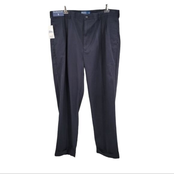 Polo Ralph Lauren The Hammond Pant Black Pleated Front Classic Fit Cotton - Picture 1 of 11